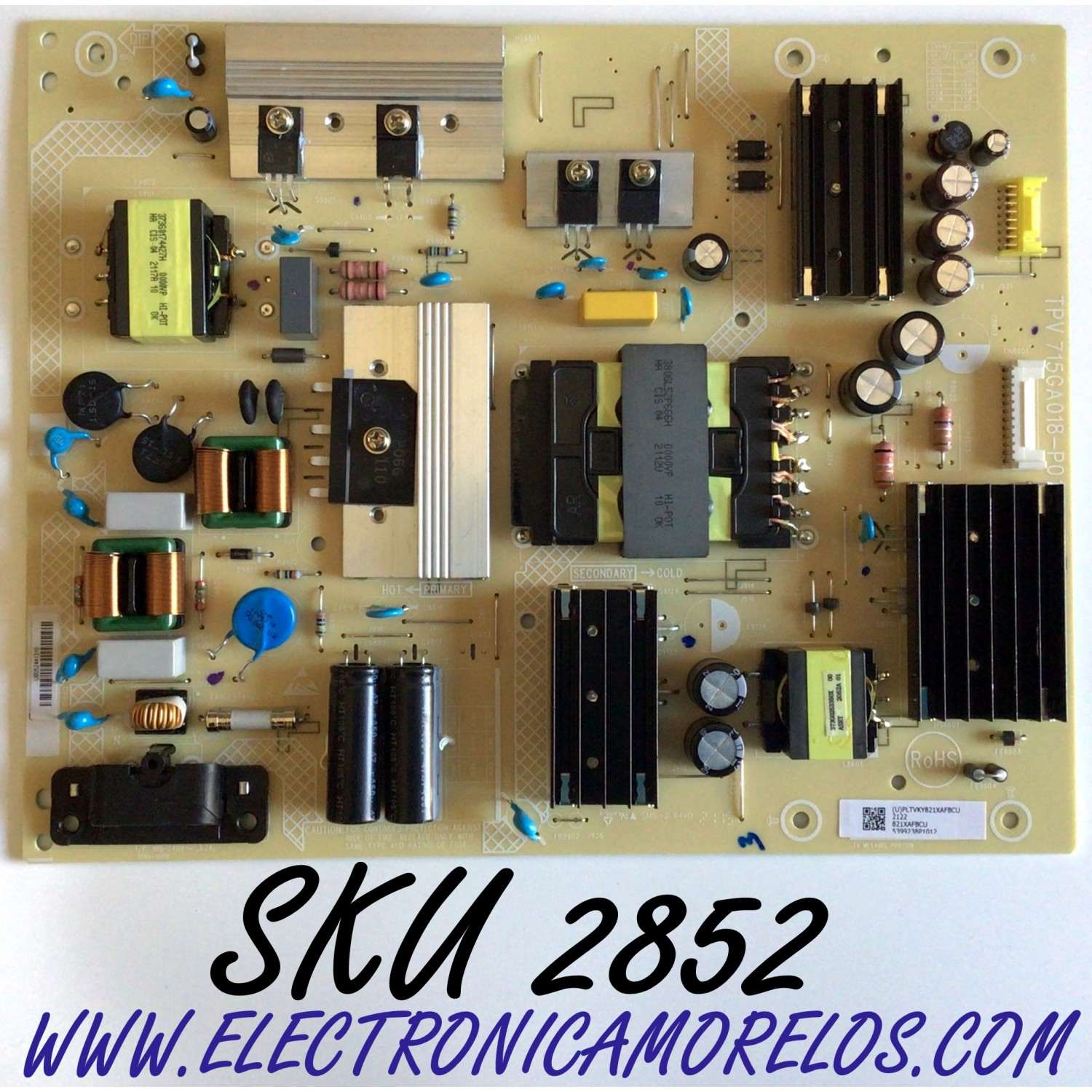 FUENTE DE PODER PARA TV INSIGNIA / NUMERO DE PARTE PLTVKY821XAFBCU / 715GA018-P01-009-003S / 821XAFBCU / (U)PLTVKY821XAFBCU / PANEL TPT500WR-U2T01.D REV:S01A / MODELO NS-50F501NA22